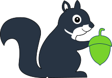 Illustration of a squirrel holding a nut